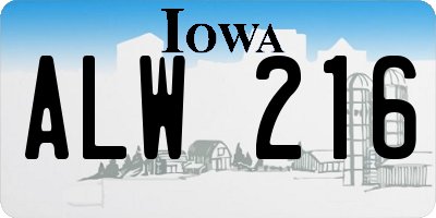 IA license plate ALW216