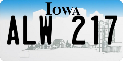 IA license plate ALW217