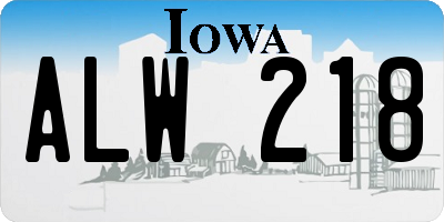 IA license plate ALW218