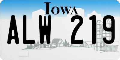 IA license plate ALW219