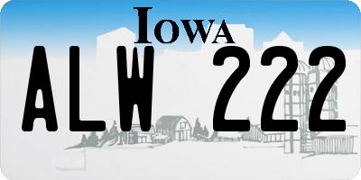 IA license plate ALW222