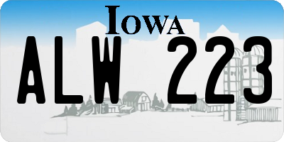 IA license plate ALW223