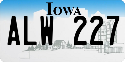 IA license plate ALW227