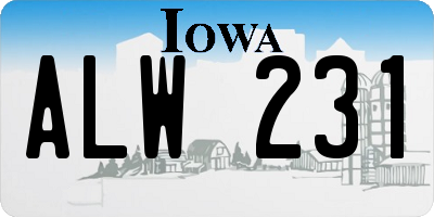 IA license plate ALW231