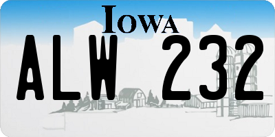 IA license plate ALW232