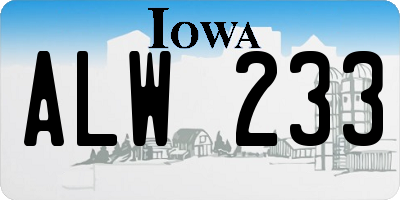 IA license plate ALW233