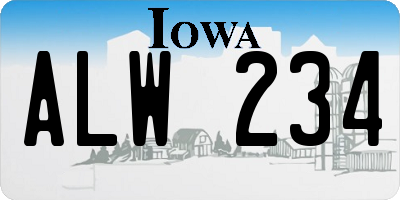 IA license plate ALW234