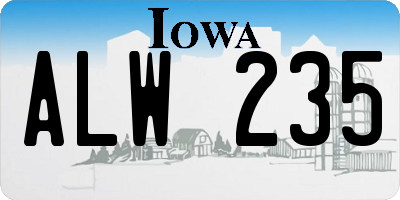 IA license plate ALW235