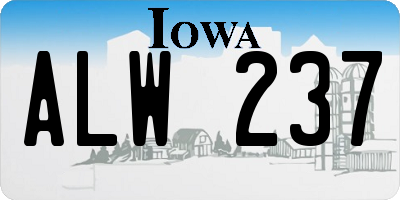 IA license plate ALW237