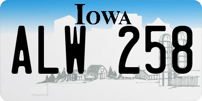 IA license plate ALW258