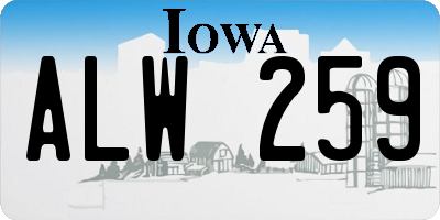 IA license plate ALW259