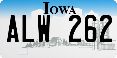 IA license plate ALW262