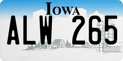 IA license plate ALW265