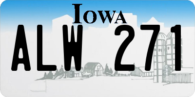 IA license plate ALW271