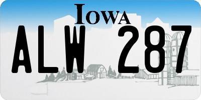 IA license plate ALW287