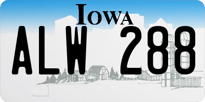 IA license plate ALW288