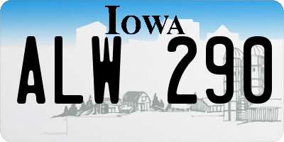 IA license plate ALW290
