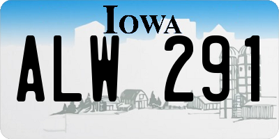 IA license plate ALW291