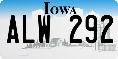 IA license plate ALW292
