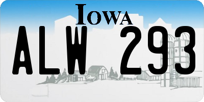 IA license plate ALW293