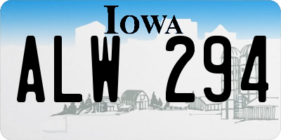 IA license plate ALW294