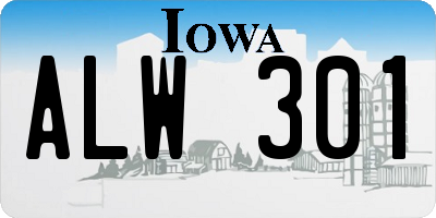 IA license plate ALW301