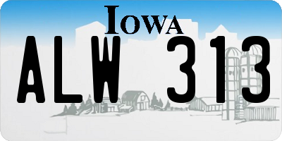 IA license plate ALW313
