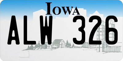 IA license plate ALW326