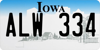 IA license plate ALW334