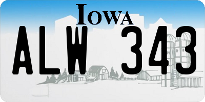 IA license plate ALW343
