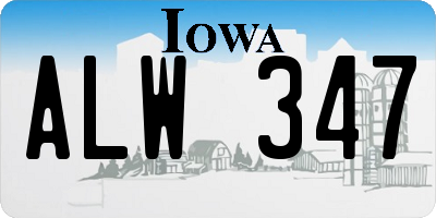 IA license plate ALW347