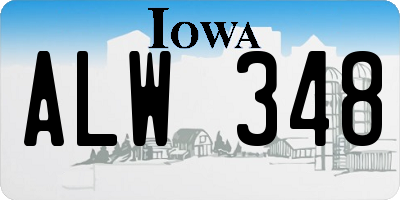 IA license plate ALW348