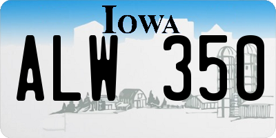 IA license plate ALW350
