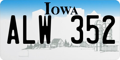 IA license plate ALW352