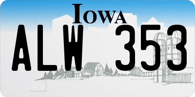IA license plate ALW353