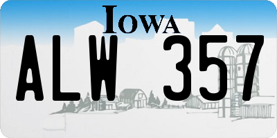 IA license plate ALW357