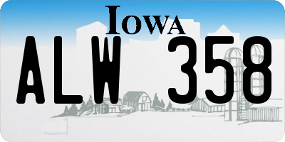 IA license plate ALW358