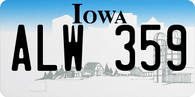IA license plate ALW359