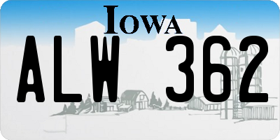 IA license plate ALW362