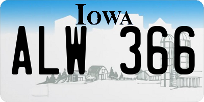 IA license plate ALW366