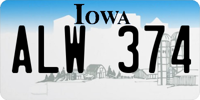 IA license plate ALW374