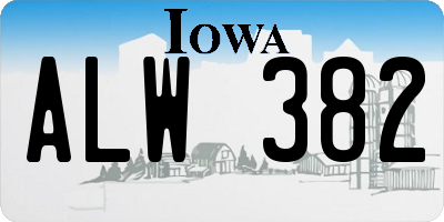 IA license plate ALW382