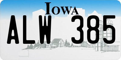 IA license plate ALW385