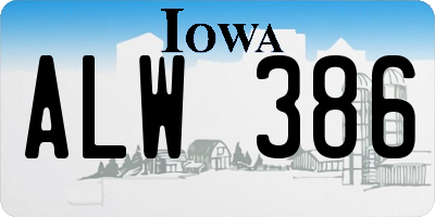 IA license plate ALW386