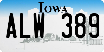 IA license plate ALW389