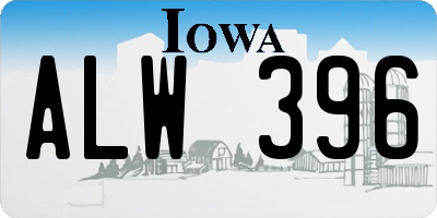 IA license plate ALW396