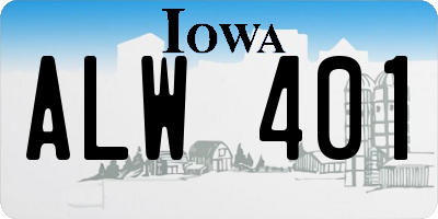 IA license plate ALW401