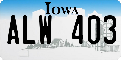 IA license plate ALW403