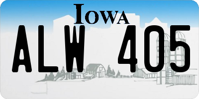 IA license plate ALW405