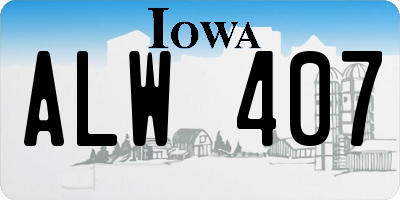 IA license plate ALW407